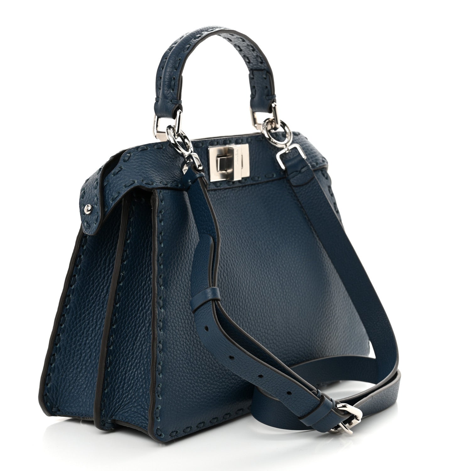Fendi Cuoio Romano Selleria Chamois Small Peekaboo I SEE U Satchel Placca Argento 3 of 10