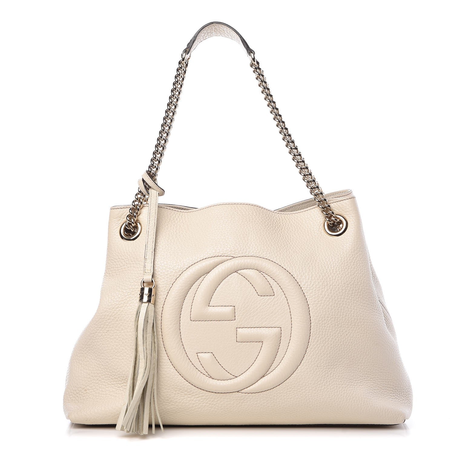 Gucci Pebbled Calfskin Medium Soho Chain Shoulder Bag Off White 1 of 12