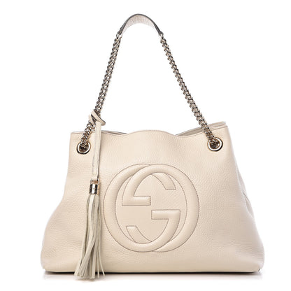 Gucci Pebbled Calfskin Medium Soho Chain Shoulder Bag Off White 1 of 12