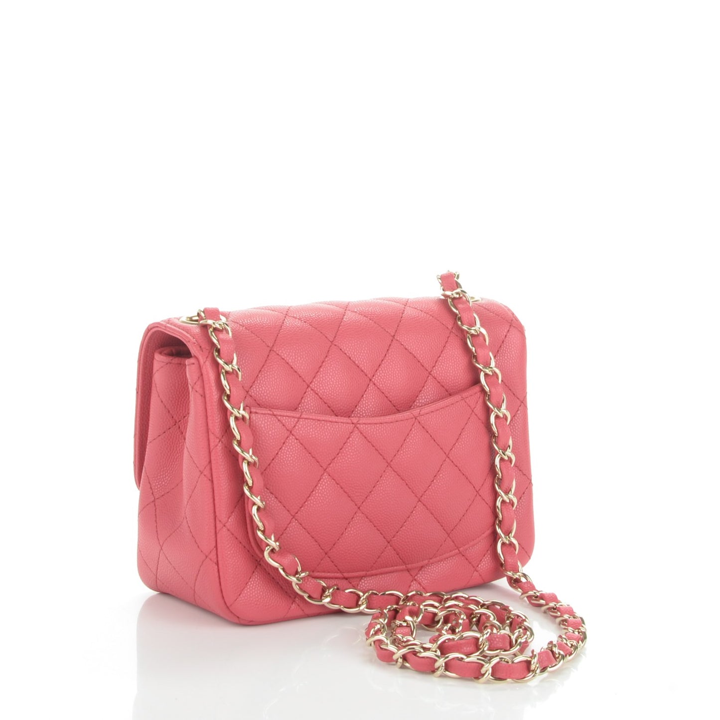 Caviar Quilted Mini Square Flap Dark Pink