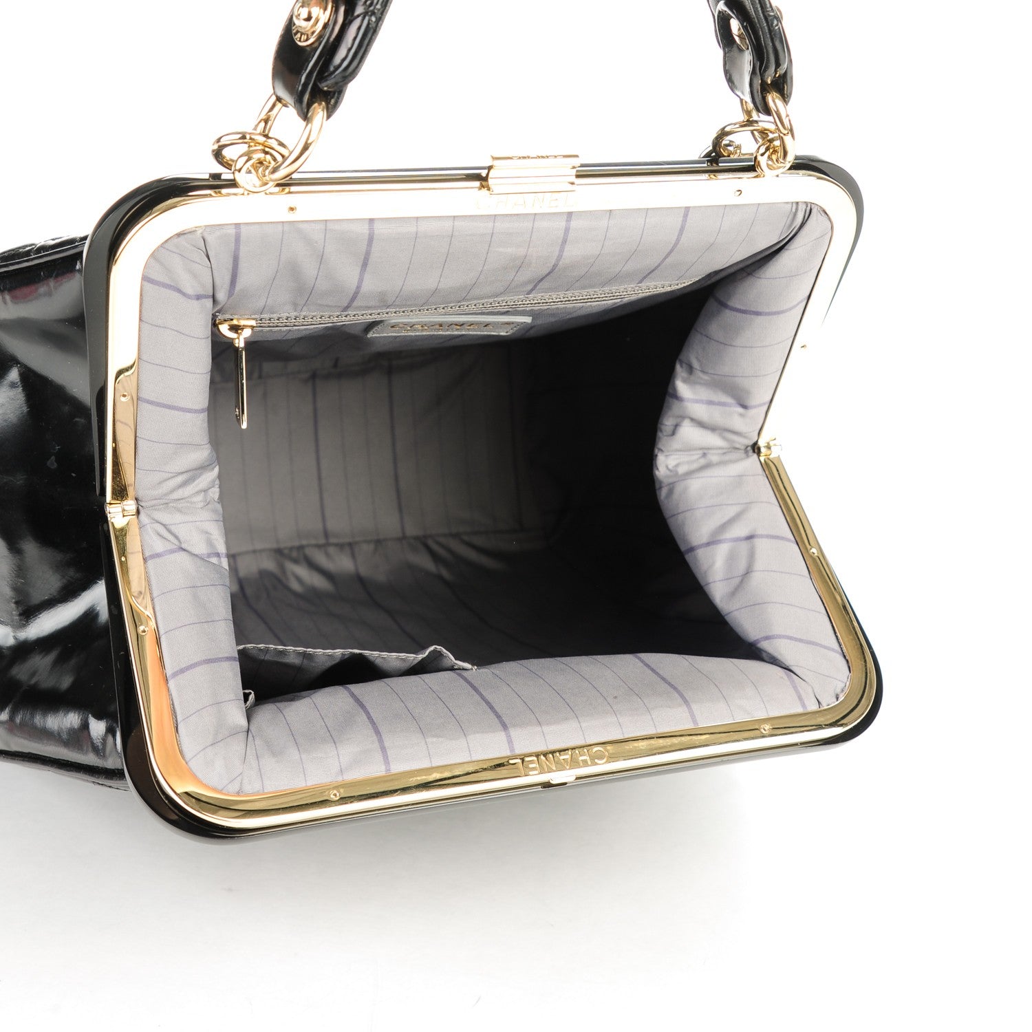 Chanel Glazed Calfskin Quilted Mademoiselle Large Frame Bag Black 7 of 9