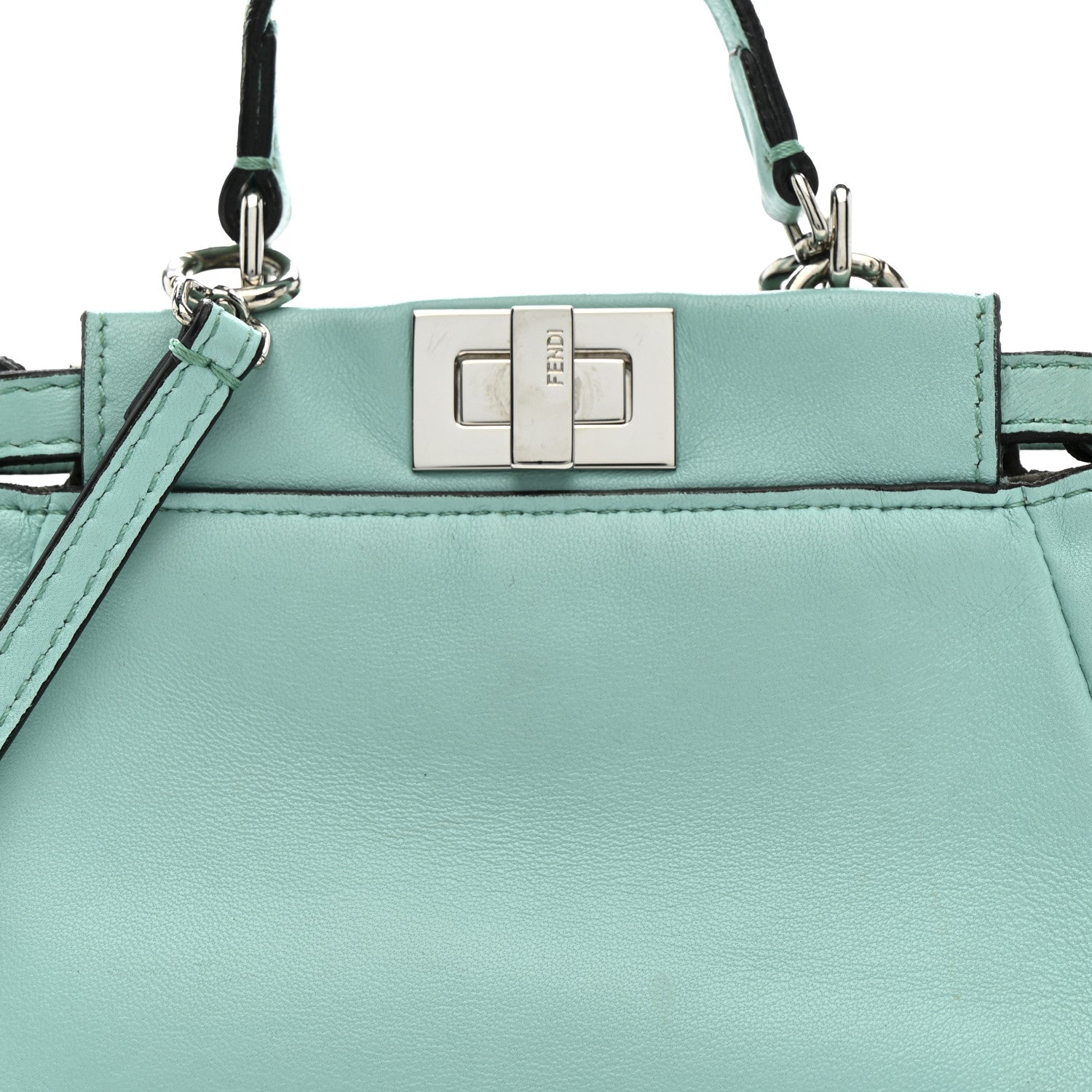 Fendi Shiny Nappa Micro Peekaboo Iconic Satchel Turchese Egiz Turchese Egiz 8 of 14