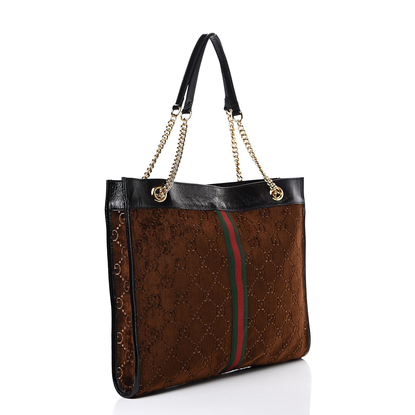 Velvet GG Monogram Large Rajah Chain Tote Brown