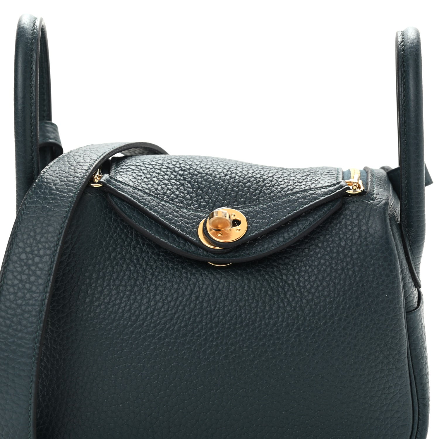 Hermes Taurillon Clemence Mini Lindy 20 Vert Cypress 7 of 10