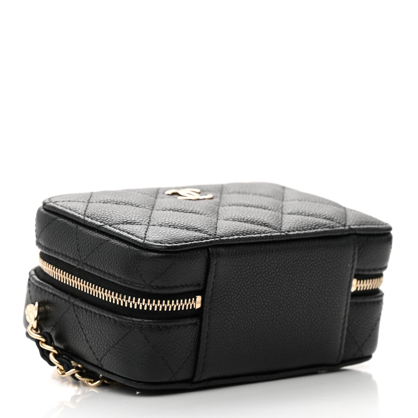 Caviar Quilted Small Top Handle Vanity Case Black