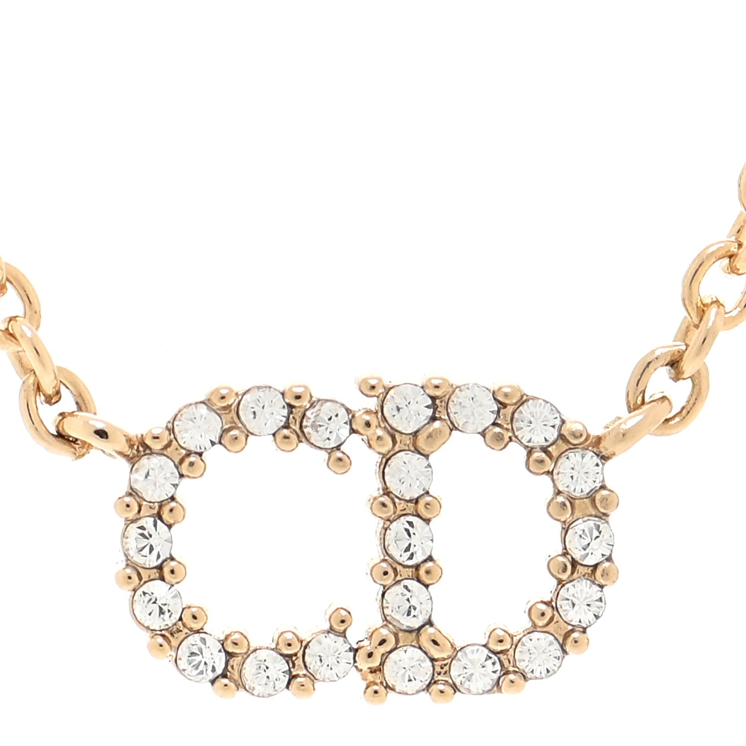 Christian Dior Metal Crystal Clair D Lune Necklace Gold 4 of 5