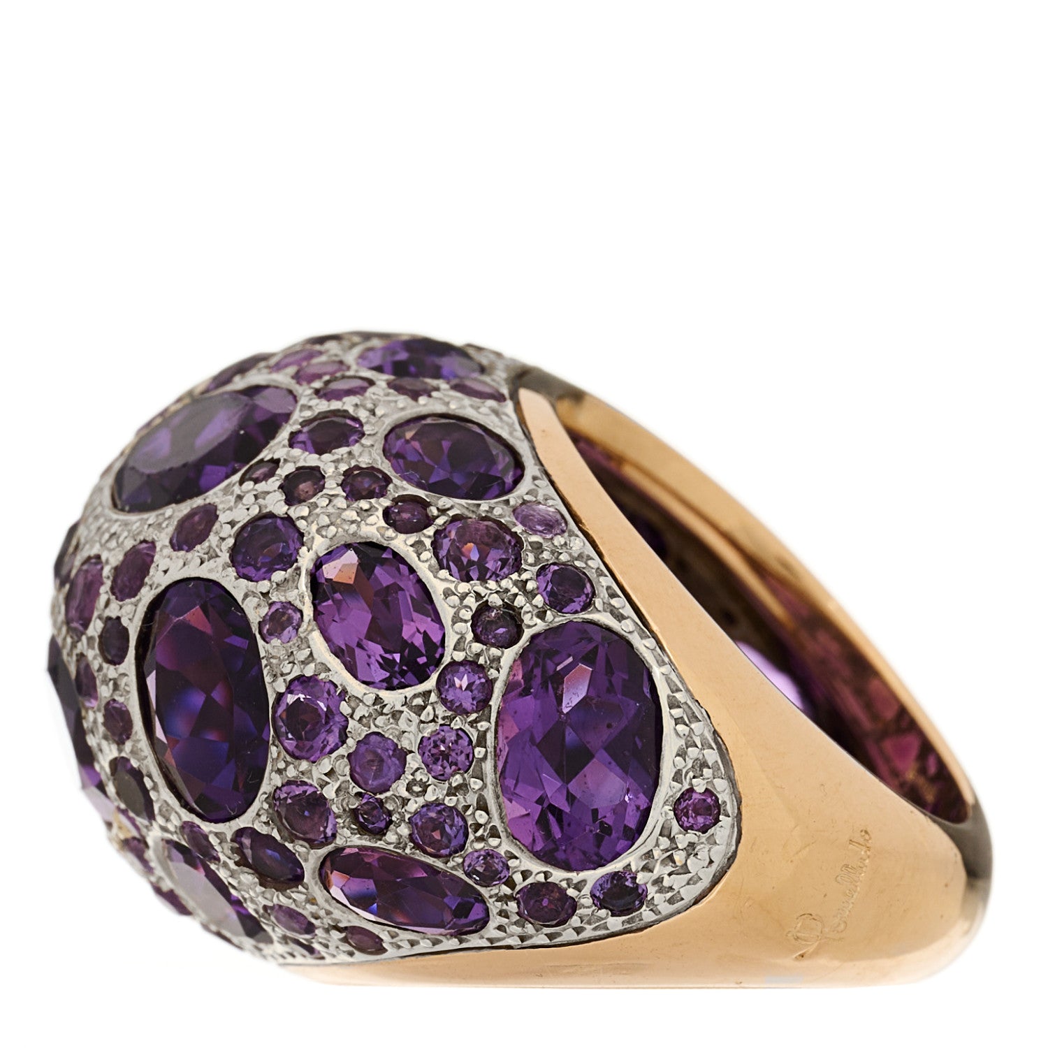 Pomellato 18K Rose Gold Sterling Silver Amethyst Tabou Ring 54 7 4 of 11