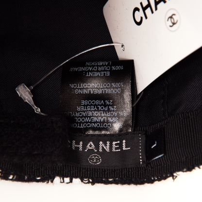 Chanel Tweed Cap Hat L Black White 6 of 7