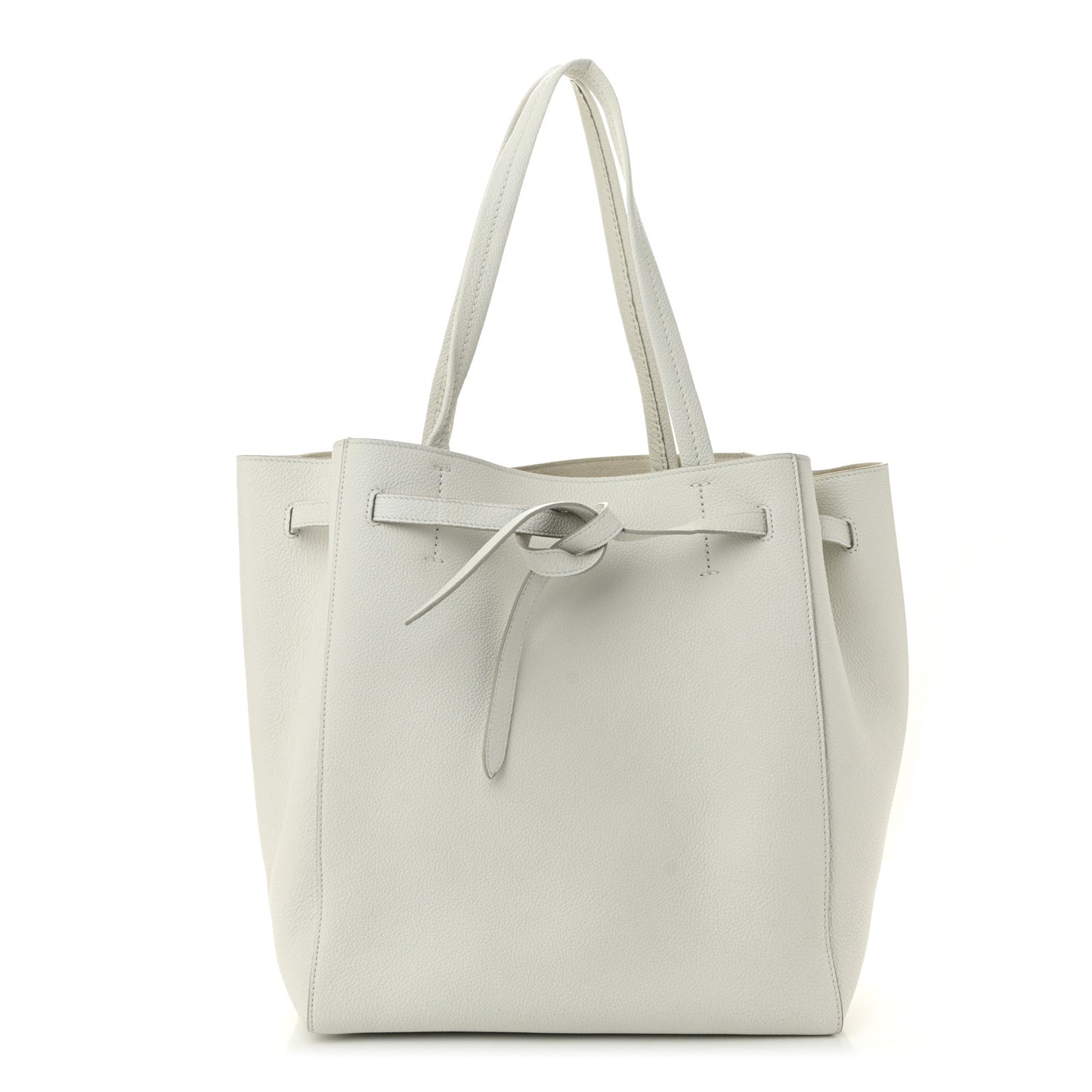 Soft Grained Calfskin Small Belt Cabas Phantom White