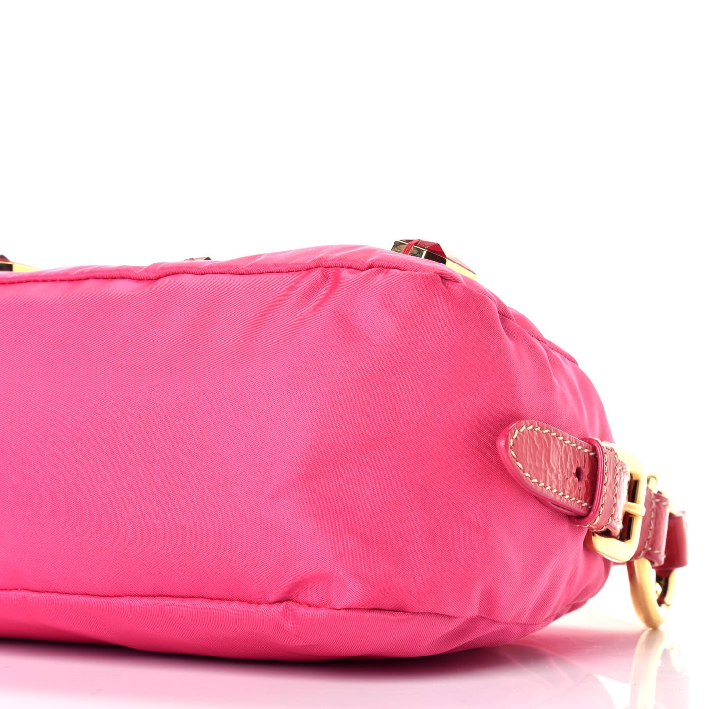 Tessuto Nylon Pietre Jeweled Shoulder Bag Fuxia