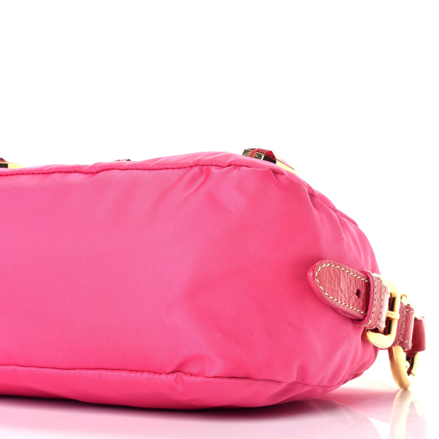 Prada Tessuto Nylon Pietre Jeweled Shoulder Bag Fuxia 8 of 8