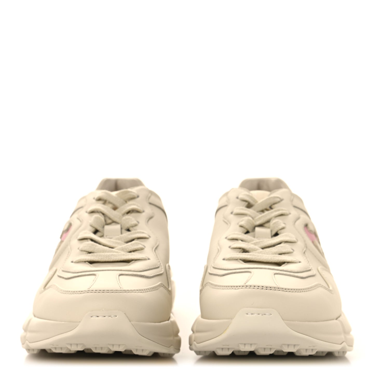 Dali Soft Calfskin Cut Out Interlocking G Womens Rhyton Sneakers 38.5 Ivoire Wild Rose
