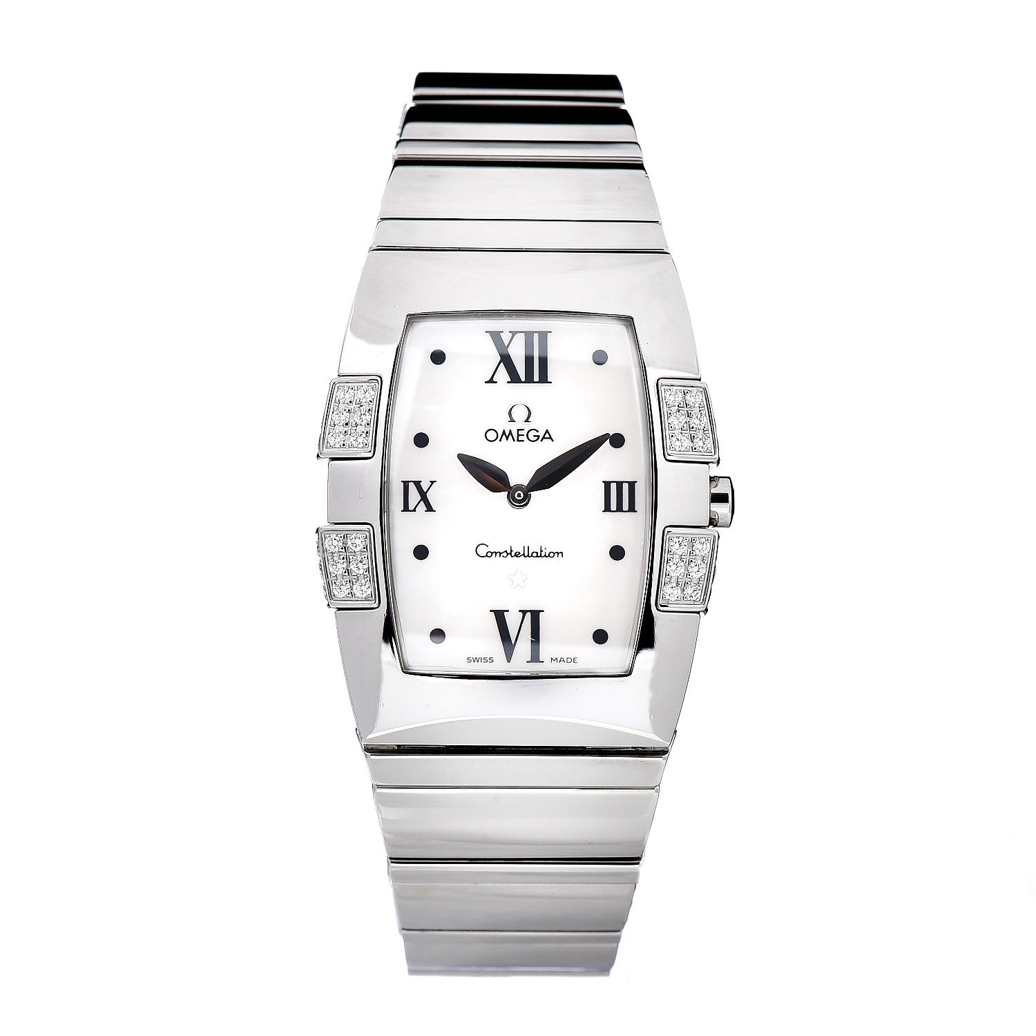 Omega Stainless Steel Diamond Mother of Pearl 25mm Constellation Quadrella Quartz Watch 1586.70.00 1 of 7
