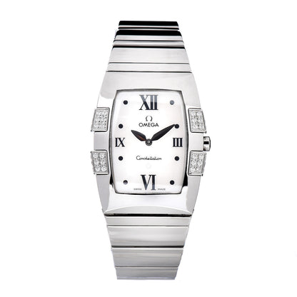 Omega Stainless Steel Diamond Mother of Pearl 25mm Constellation Quadrella Quartz Watch 1586.70.00 1 of 7