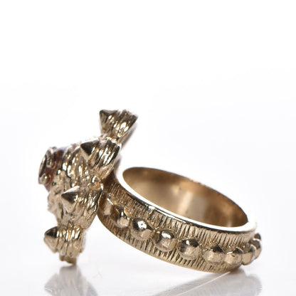 Chanel Gripoix Studded CC Ring 7 Gold 3 of 6