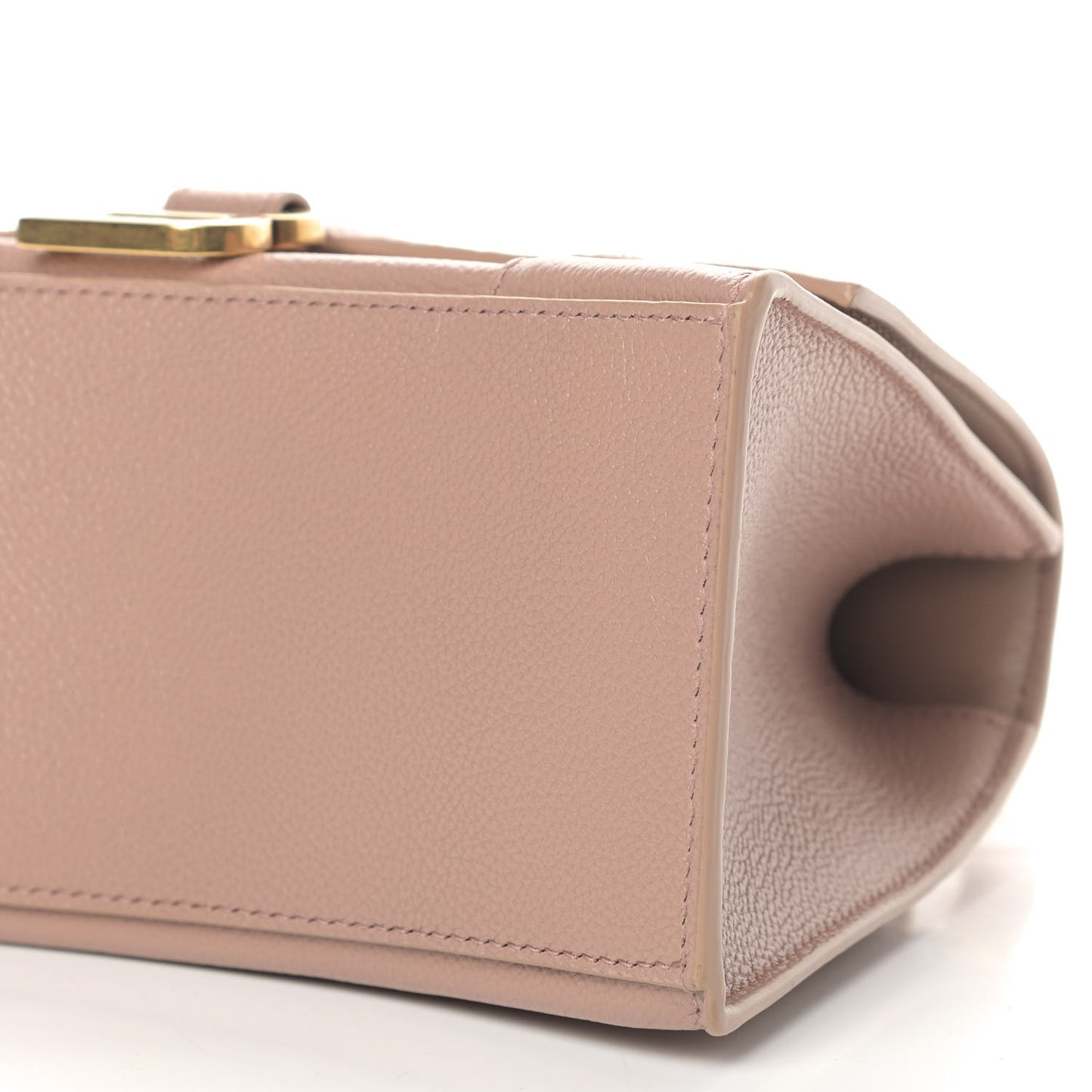 Grained Calfskin Small Hourglass Top Handle Bag Nude Beige