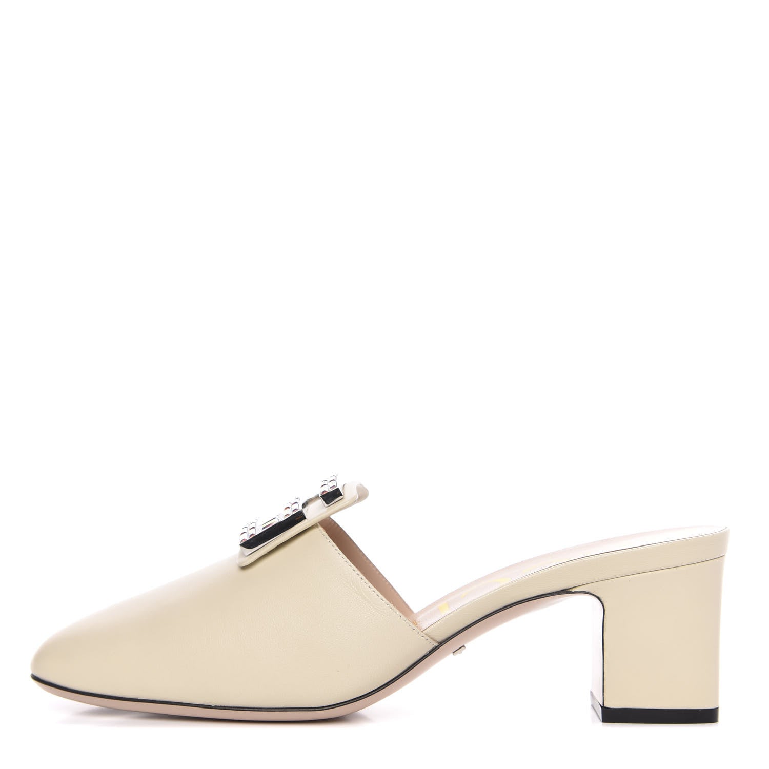 Gucci Malaga Kid Crystal Square G Madelyn Mules 40 Vintage White 1 of 9