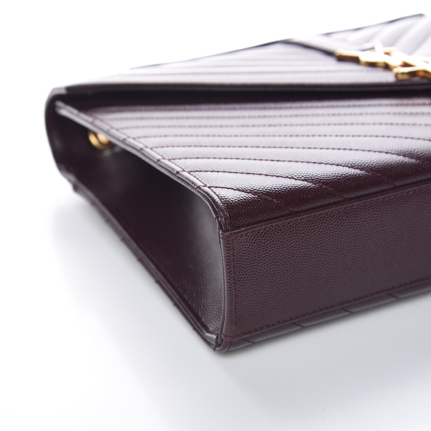 Saint Laurent Grain De Poudre Matelasse Chevron Large Monogram Satchel Rouge Legion 9 of 11