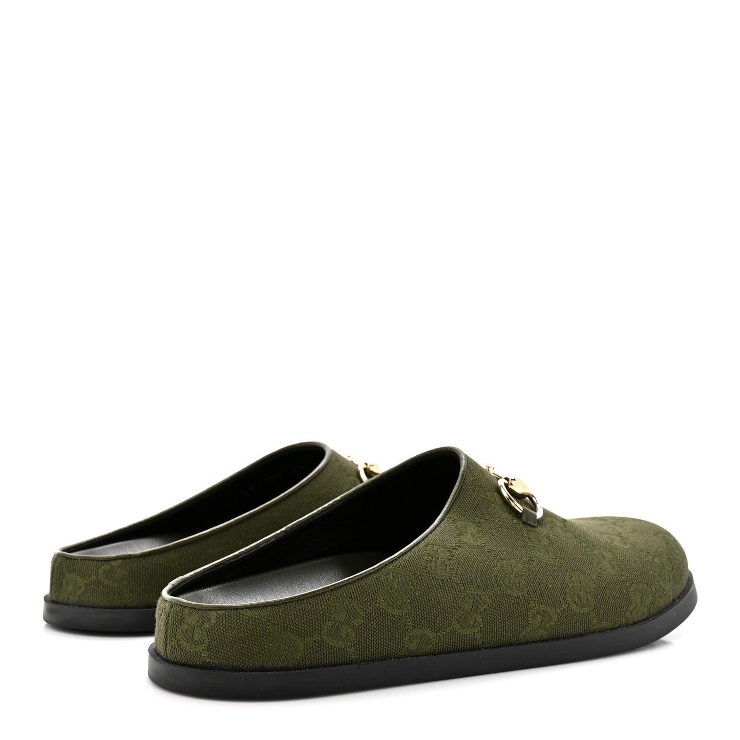 New Canvas Monogram GG Granada Kid Womens Horsebit Mules 39.5 Green