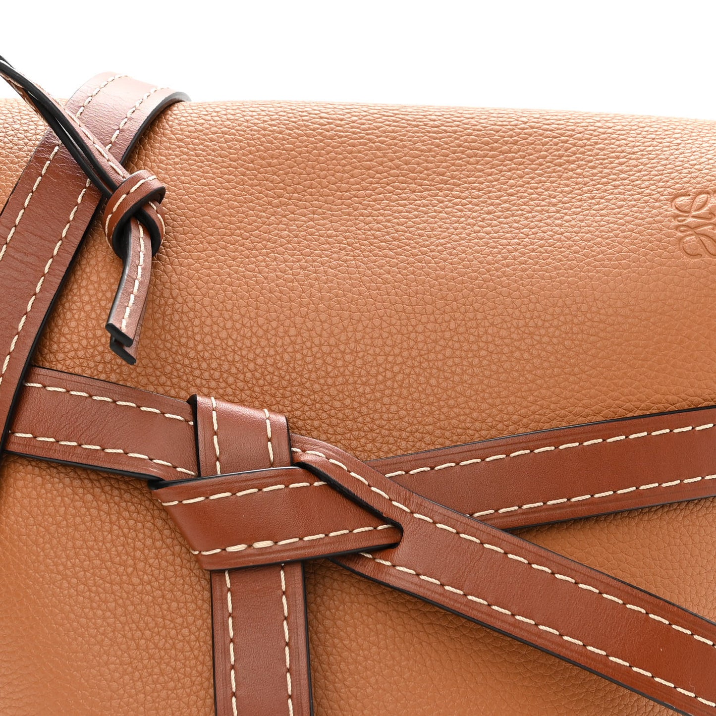 Grained Calfskin Small Gate Crossbody Bag Caramel Pecan