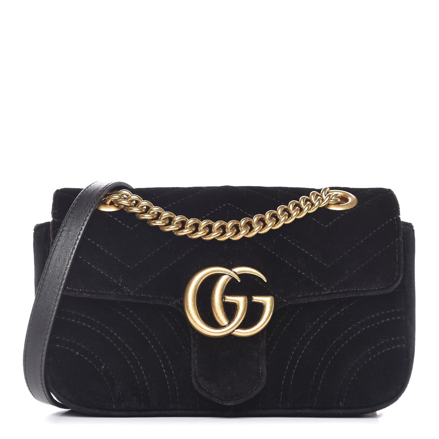 Velvet Matelasse Mini GG Marmont Shoulder Bag Black