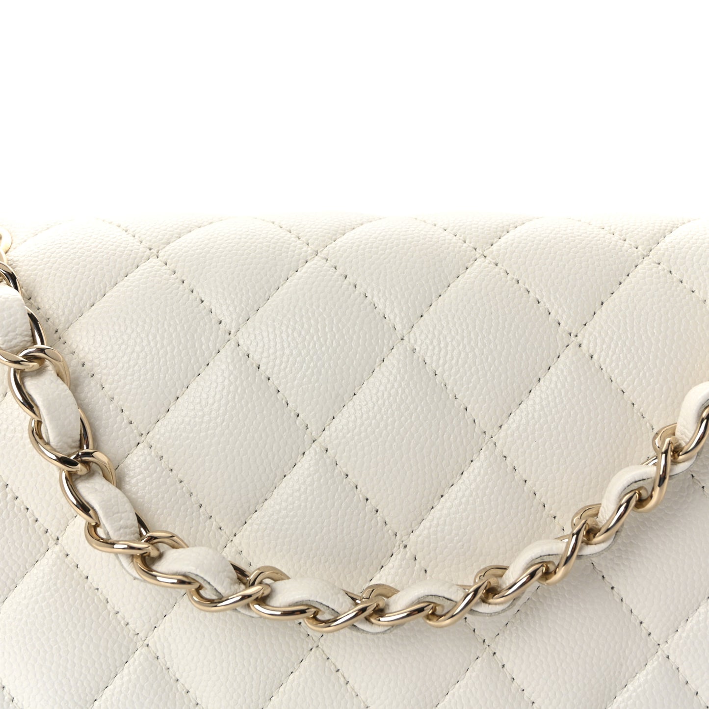 Caviar Quilted Medium Double Flap White