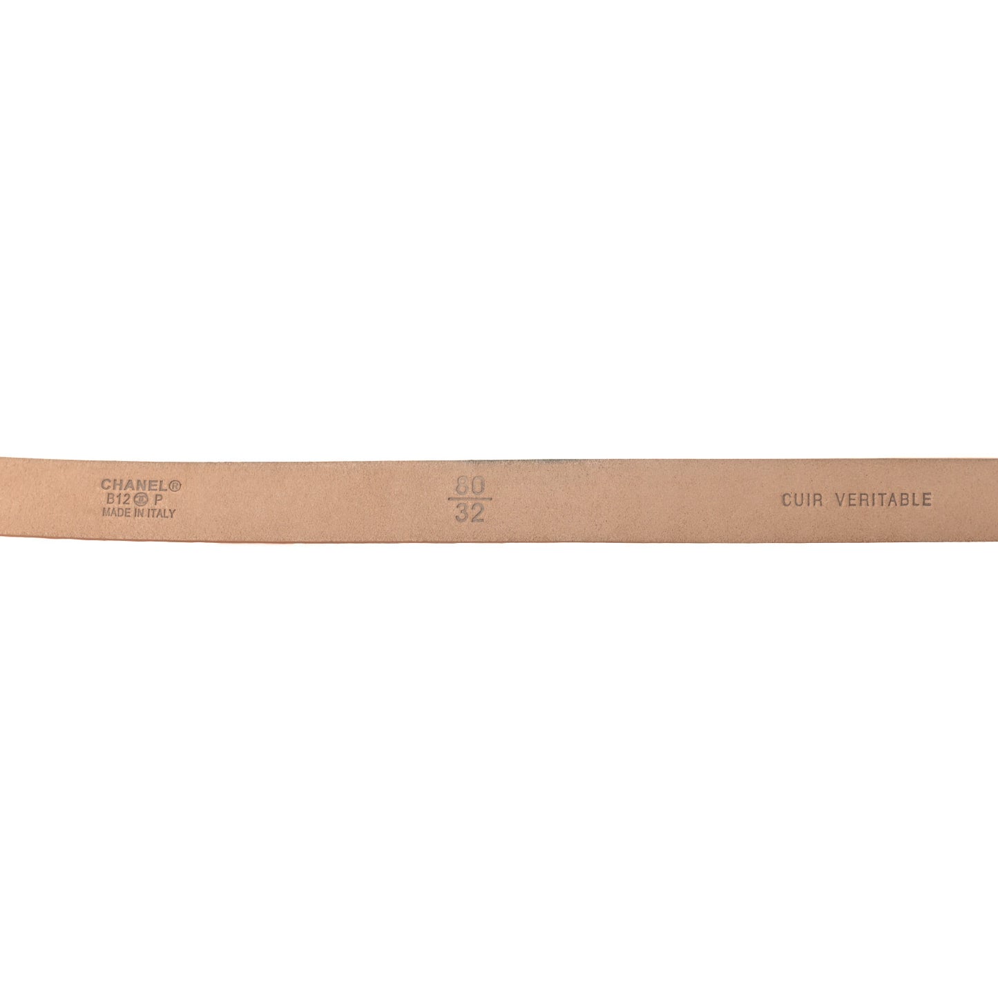 Pearlized Snakeskin CC Logo Skinny Belt 80 32 Beige