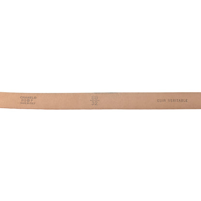Chanel Pearlized Snakeskin CC Logo Skinny Belt 80 32 Beige 3 of 5