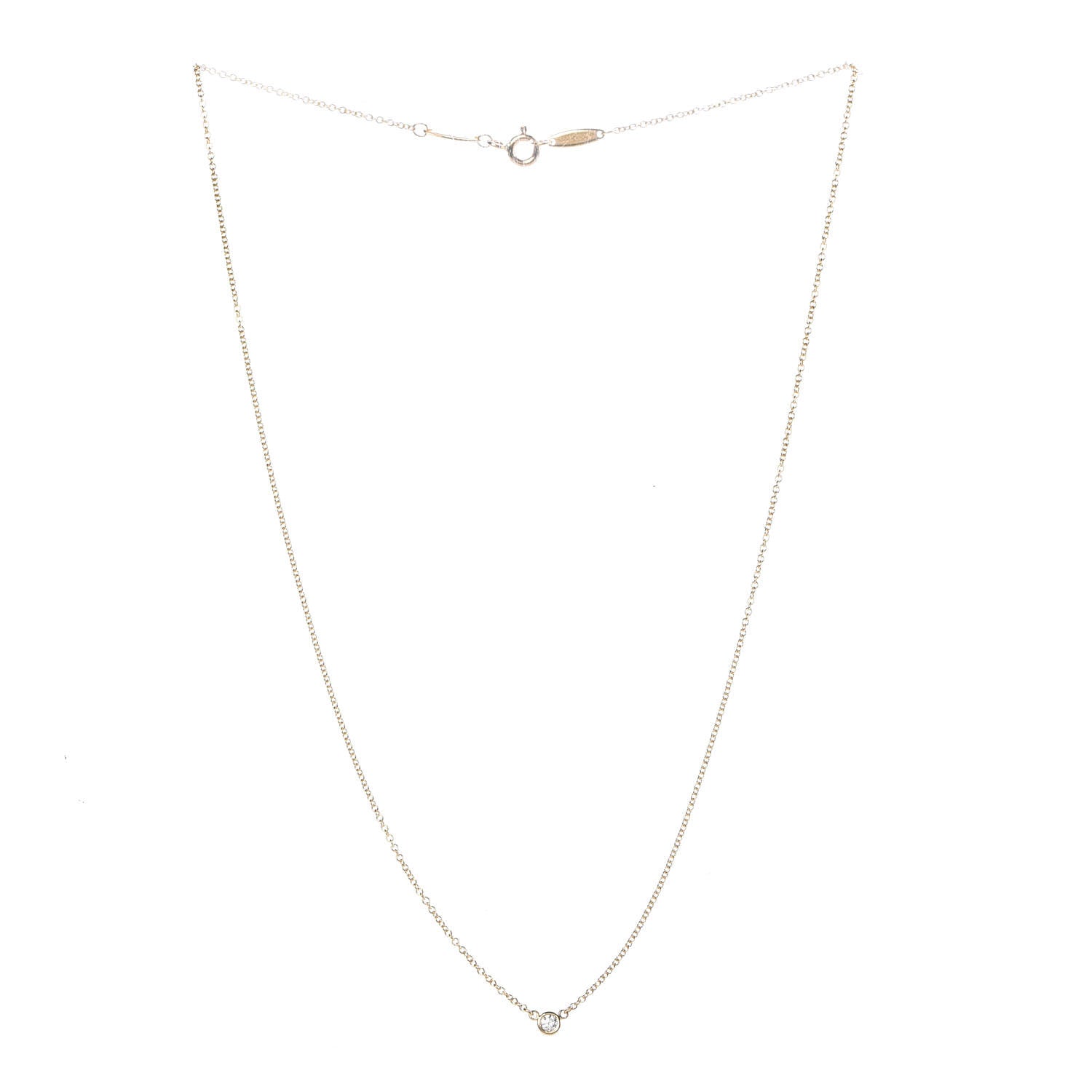 Tiffany 18K Yellow Gold Diamond .05ct Elsa Peretti Diamonds by the Yard Pendant Necklace 3 of 6