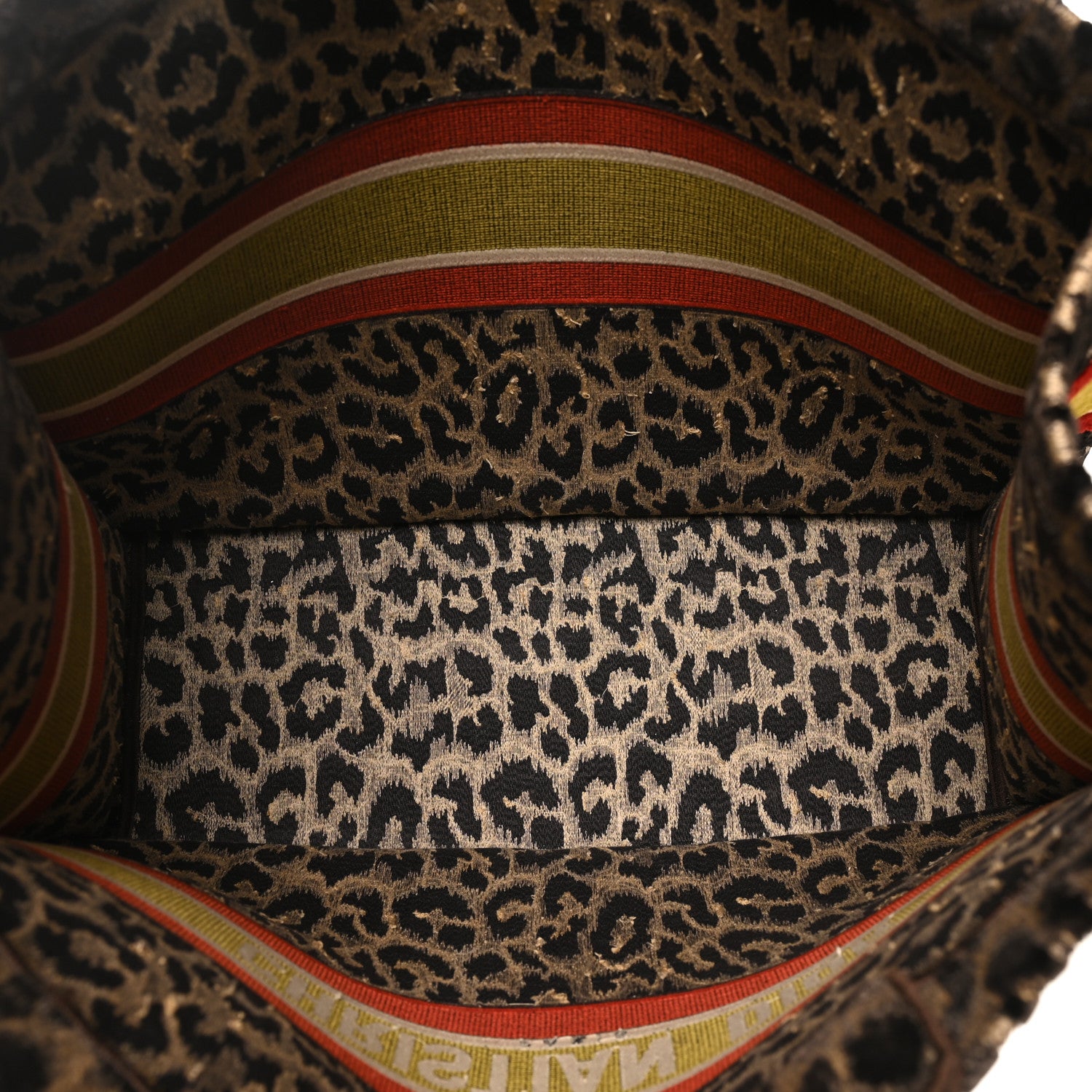 Christian Dior Canvas Velvet Embroidered Large Leopard Book Tote Tote Beige 5 of 10