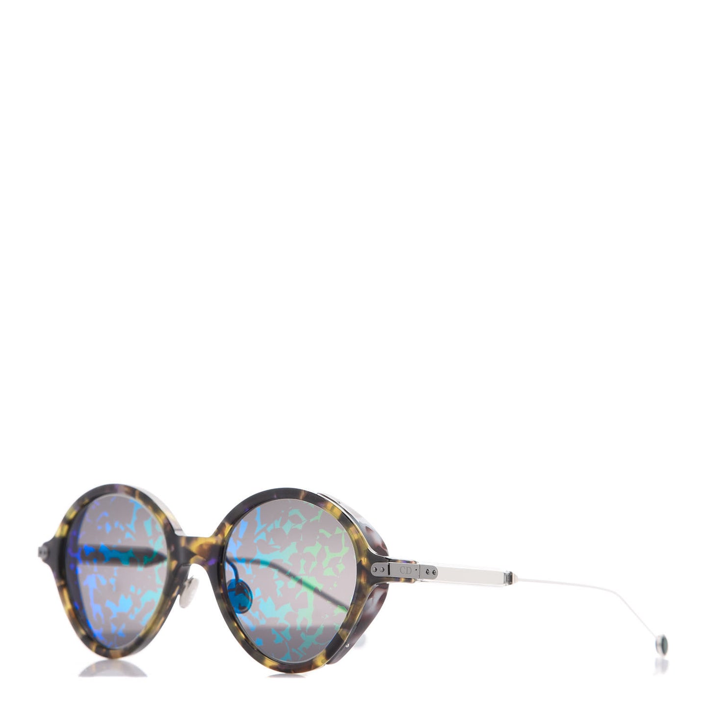 Acetate Leaf Print Umbrage Round Sunglasses Green Foliage
