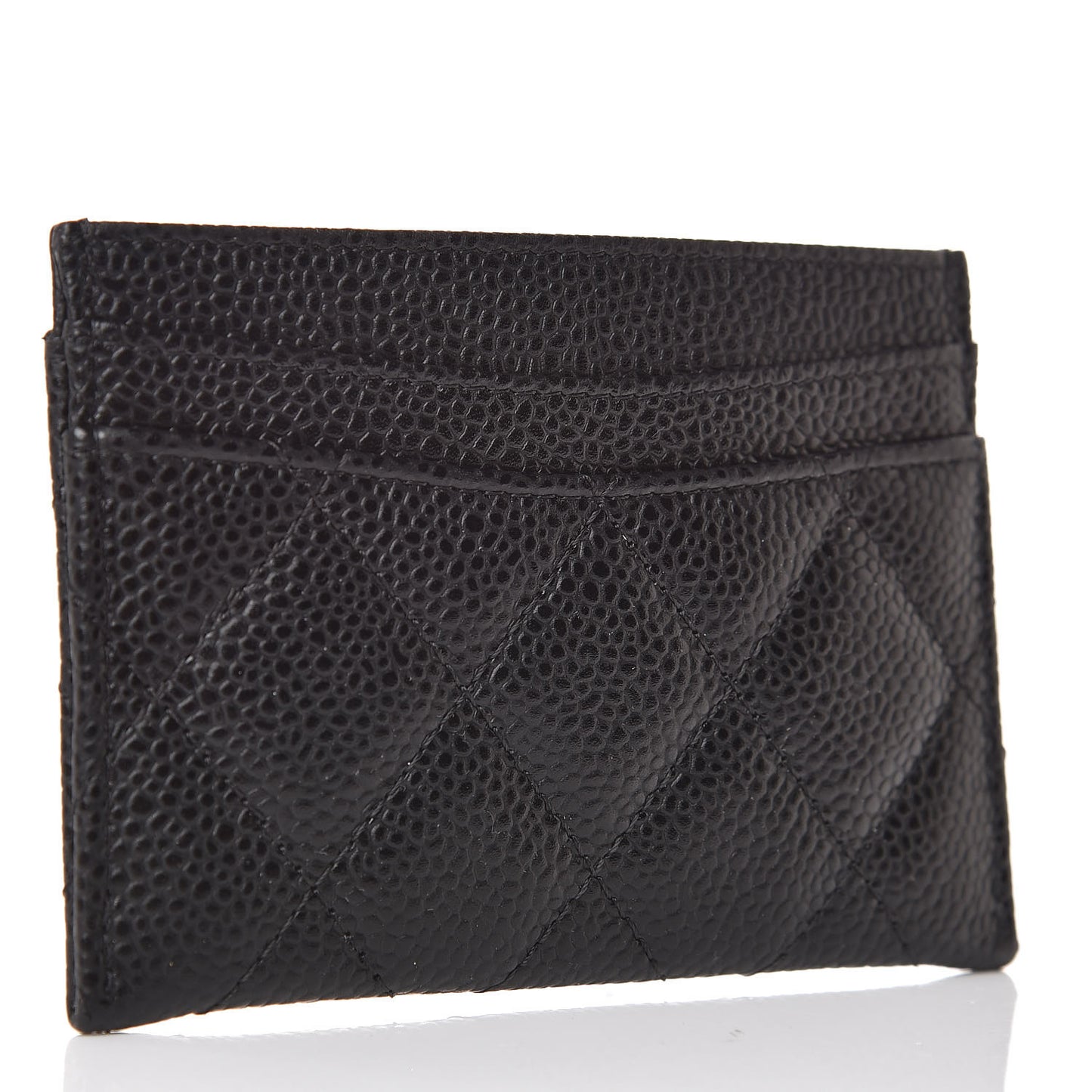 Caviar Quilted Card Holder Black