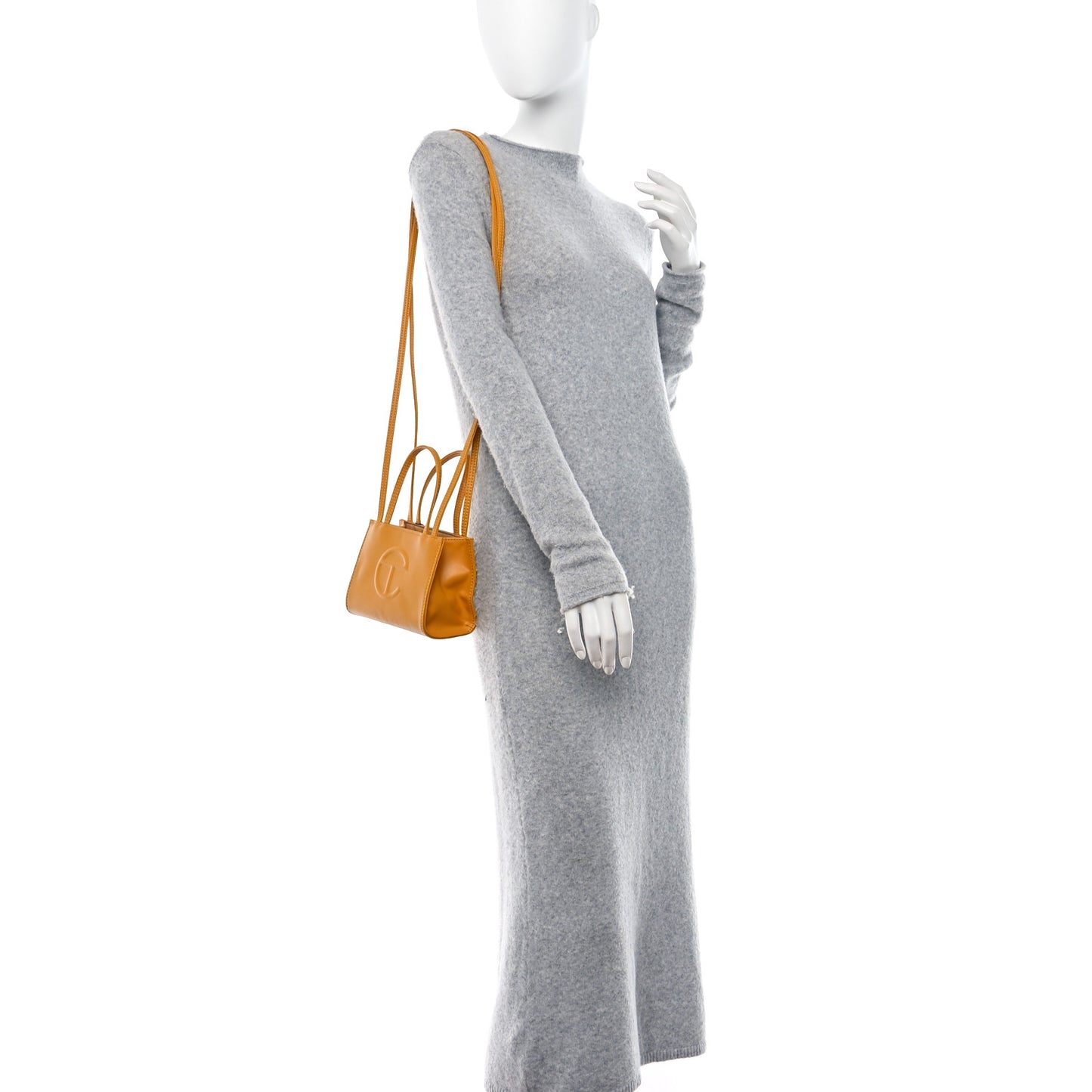 Vegan Leather Small Shopping Bag Mustard