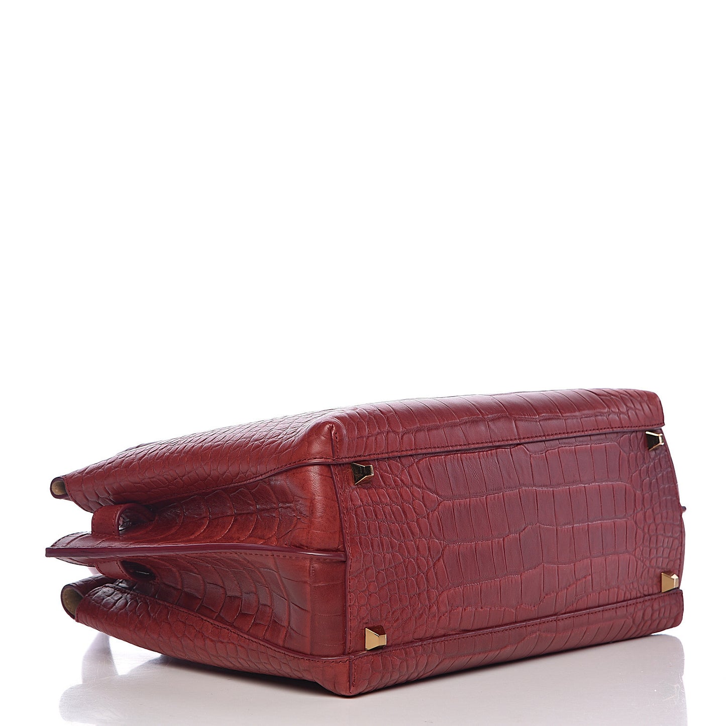 Calfskin Crocodile Embossed Medium Milla Tote Ruby