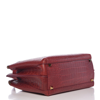 MCM Calfskin Crocodile Embossed Medium Milla Tote Ruby 4 of 8