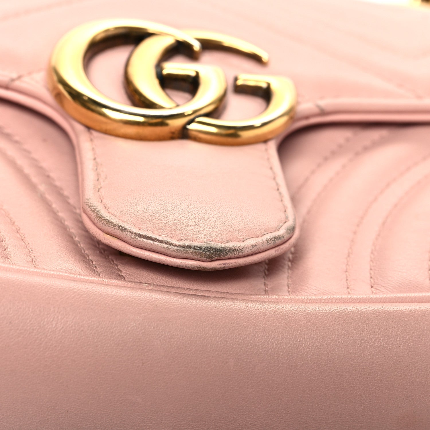 Gucci Calfskin Matelasse Mini GG Marmont Shoulder Bag Perfect Pink 10 of 12