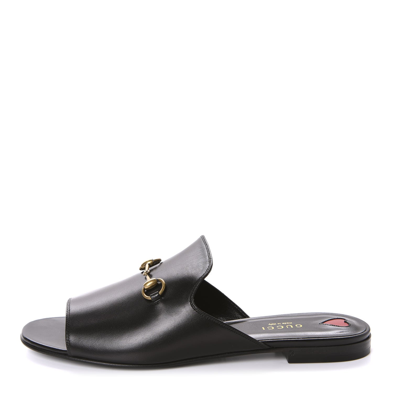 Gucci Malaga Kid Horsebit Slide Sandals 40.5 Black 1 of 10