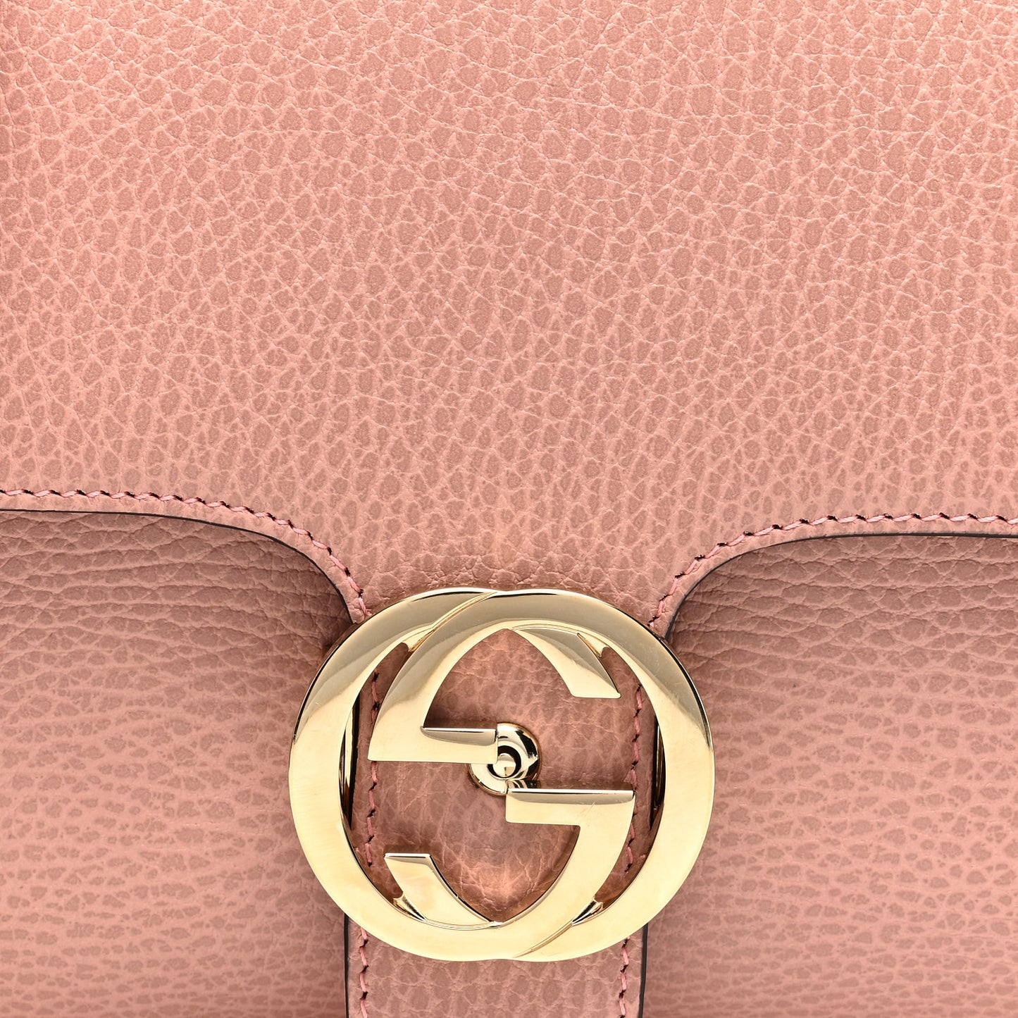 Dollar Calfskin Interlocking G Top Handle Shoulder Bag Soft Pink