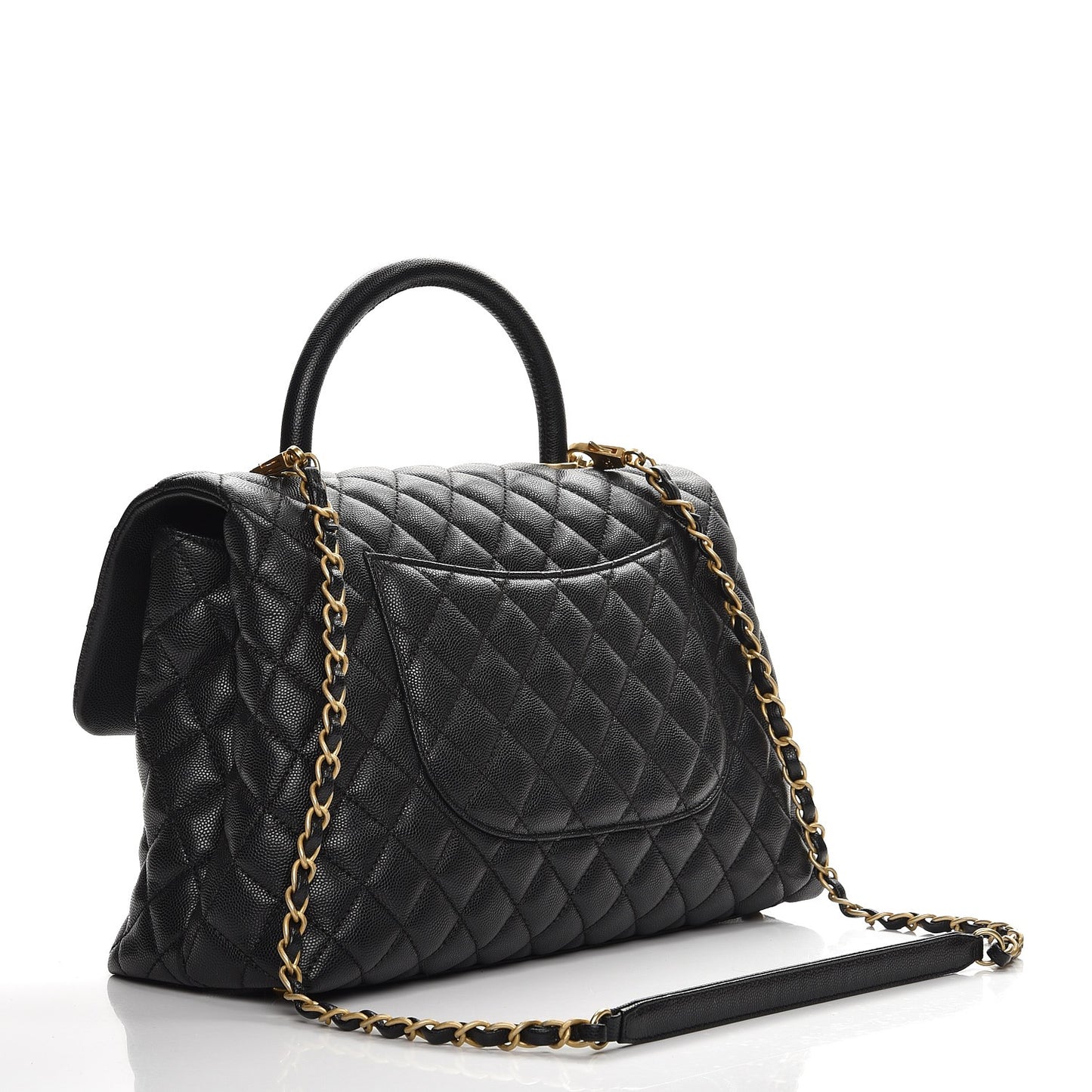 Caviar Quilted Medium Coco Handle Flap Black