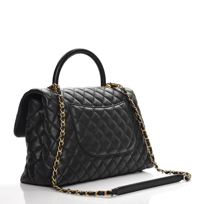 Chanel Caviar Quilted Medium Coco Handle Flap Black 4 of 9