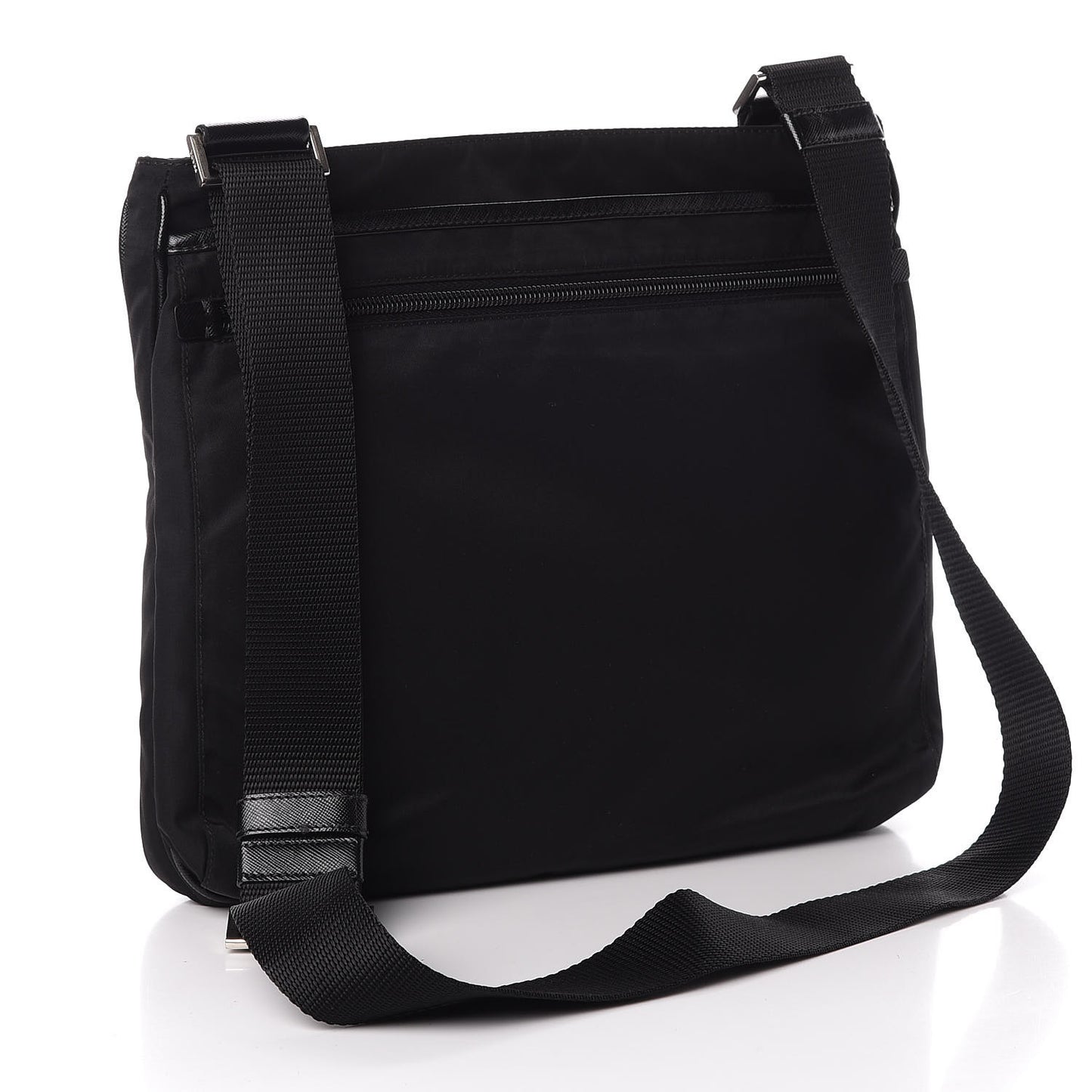 Nylon Flat Messenger Bag Black
