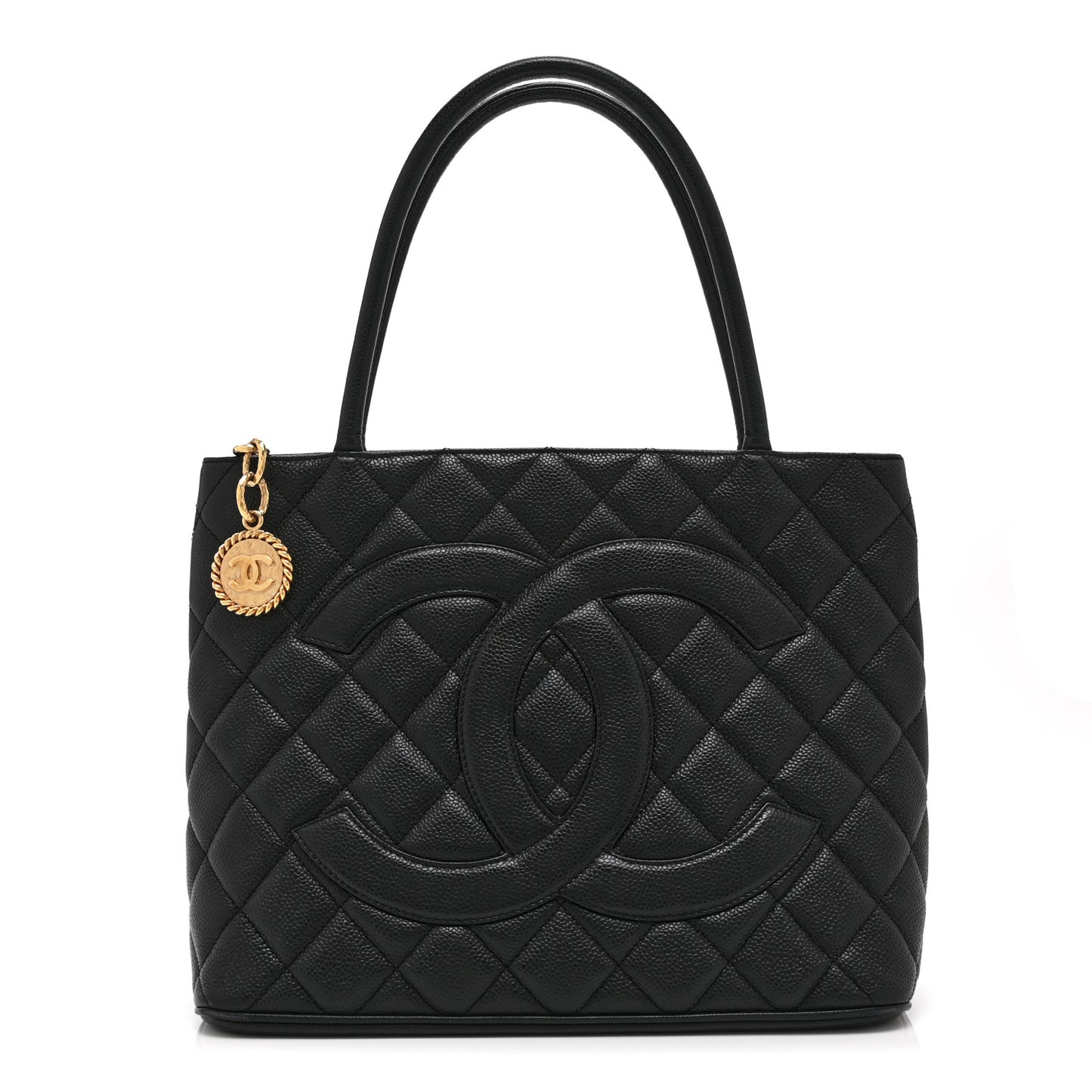 Caviar Quilted Medallion Tote Black
