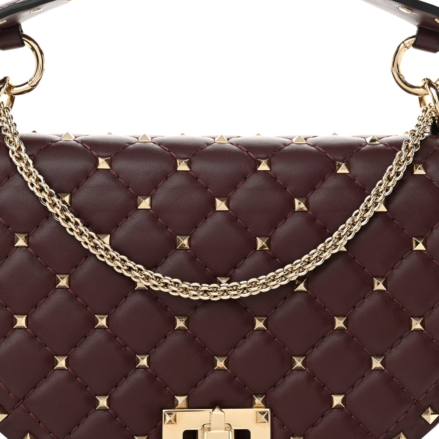 Nappa Medium Rockstud Spike Halfmoon Saddle Bag Rubin