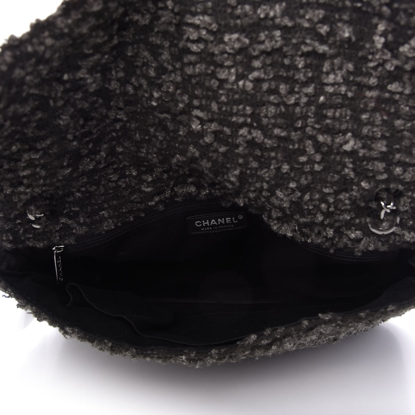 Tweed Maxi Single Flap Black Grey