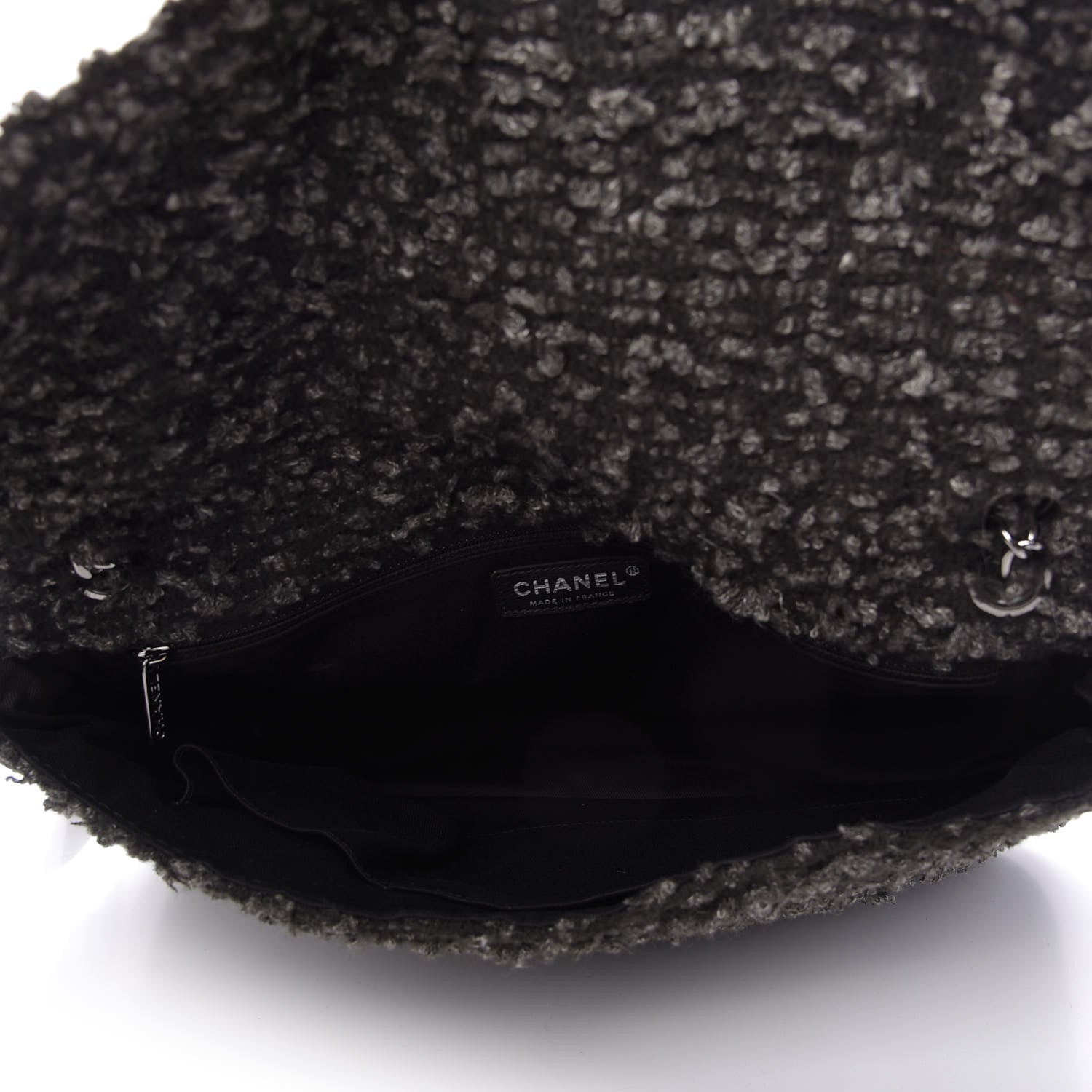 Chanel Tweed Maxi Single Flap Black Grey 6 of 11