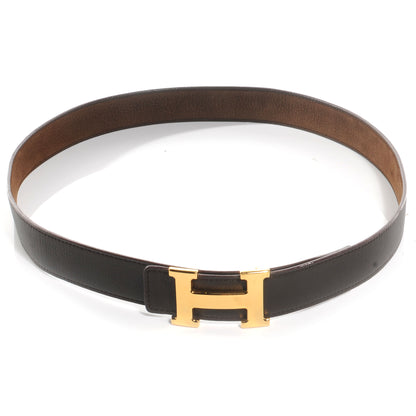 Hermes Swift Taurillon Gaucho Reversible H Belt 95 Chocolate 3 of 6