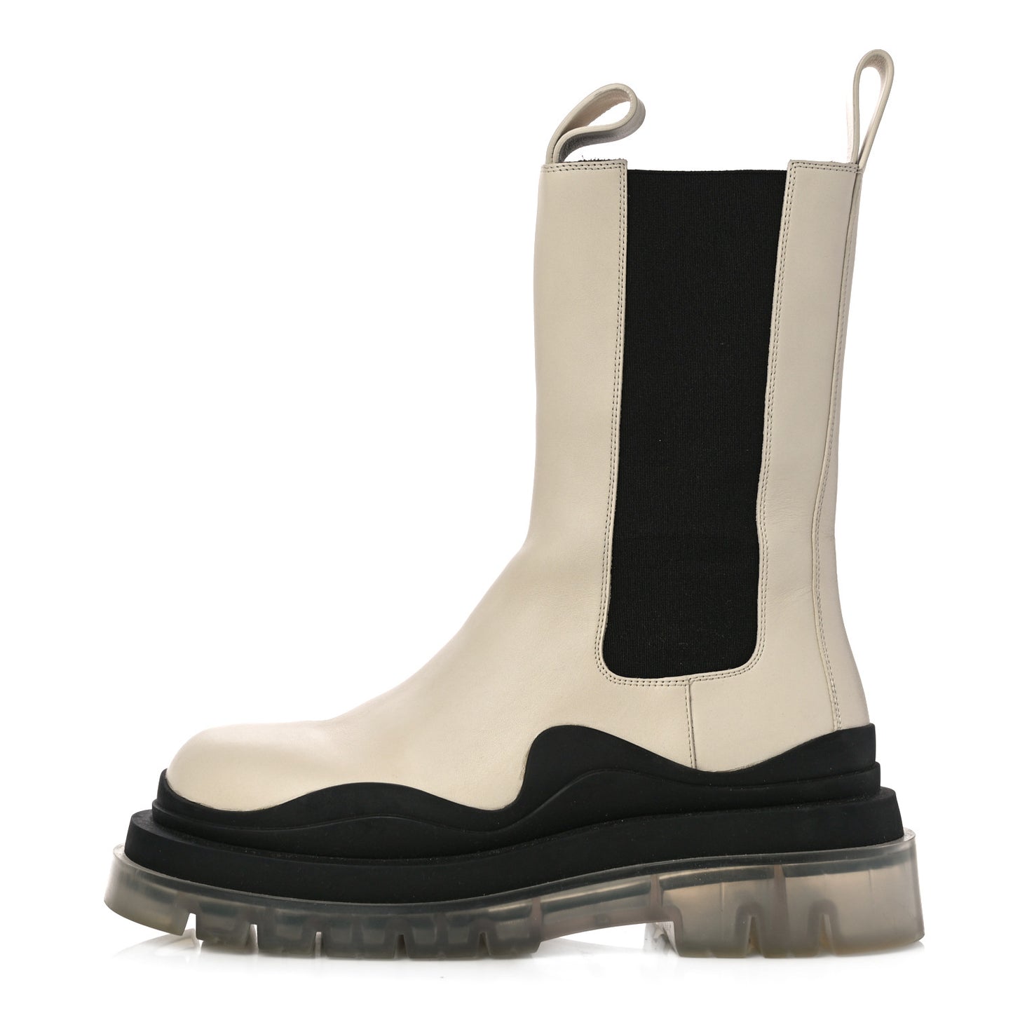 Calfskin The Tire Chelsea Boots 38.5 Wax Black Transparent
