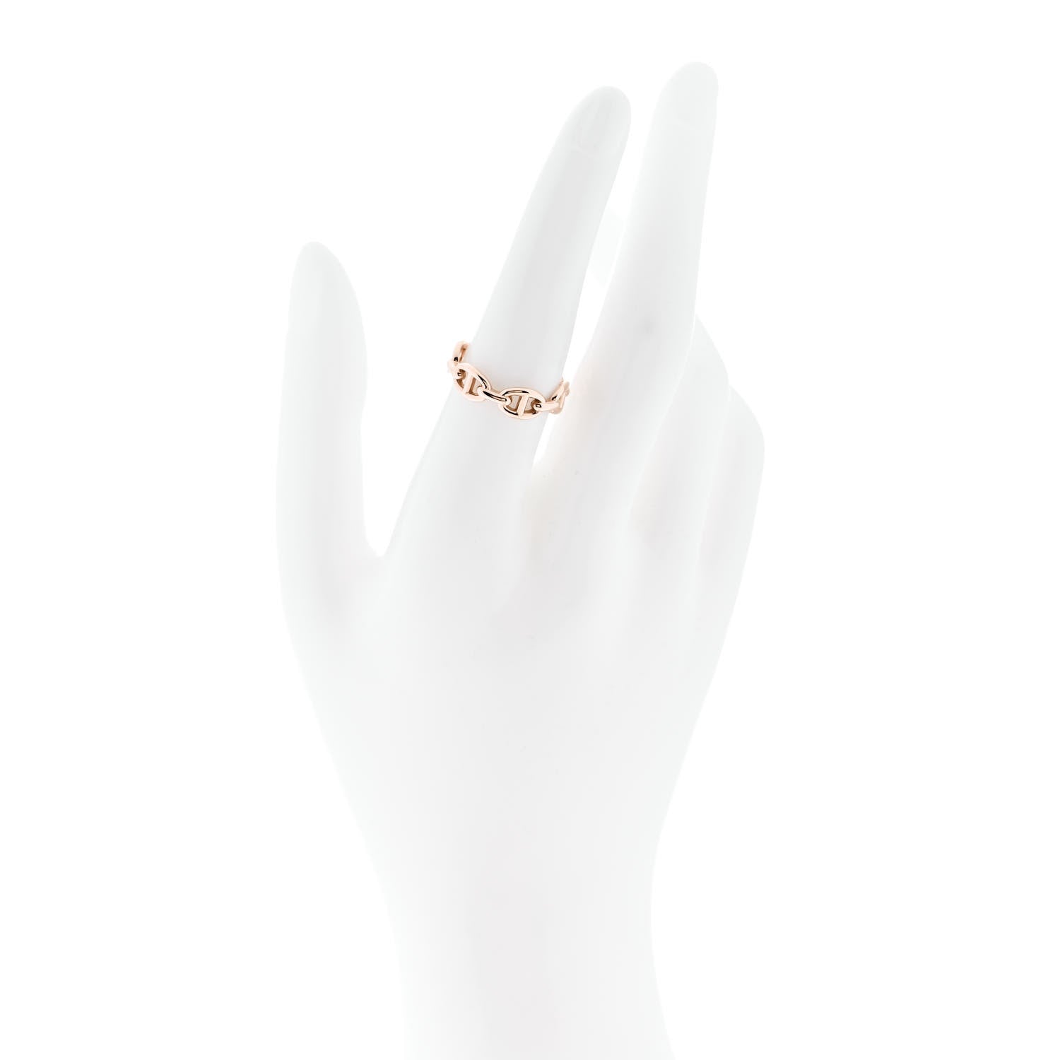 Hermes 18K Rose Gold PM Chaine d'Ancre Enchainee Ring 54 7 2 of 8