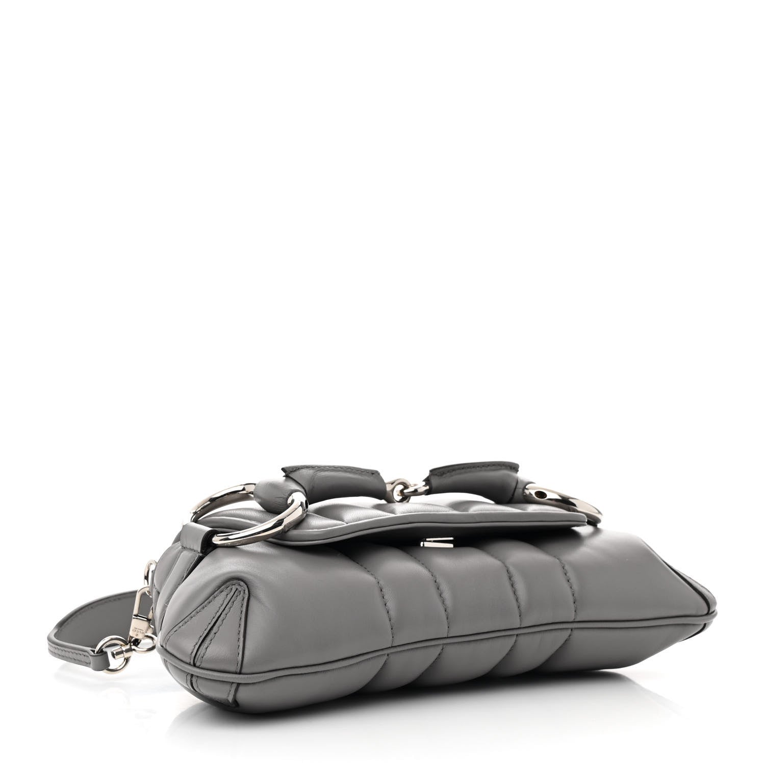 Gucci Nappa Vertical Matelasse Small Maxi Horsebit Chain Shoulder Bag Gray 4 of 14