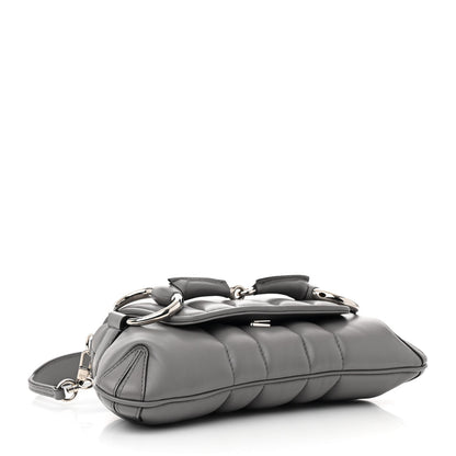 Gucci Nappa Vertical Matelasse Small Maxi Horsebit Chain Shoulder Bag Gray 4 of 14